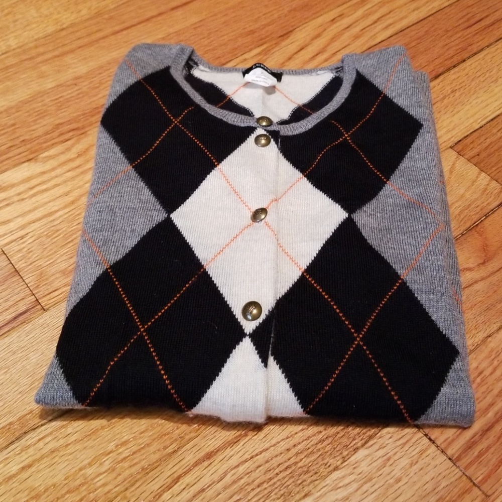 J. Crew 100% Merino Wool Argyle Cardigan